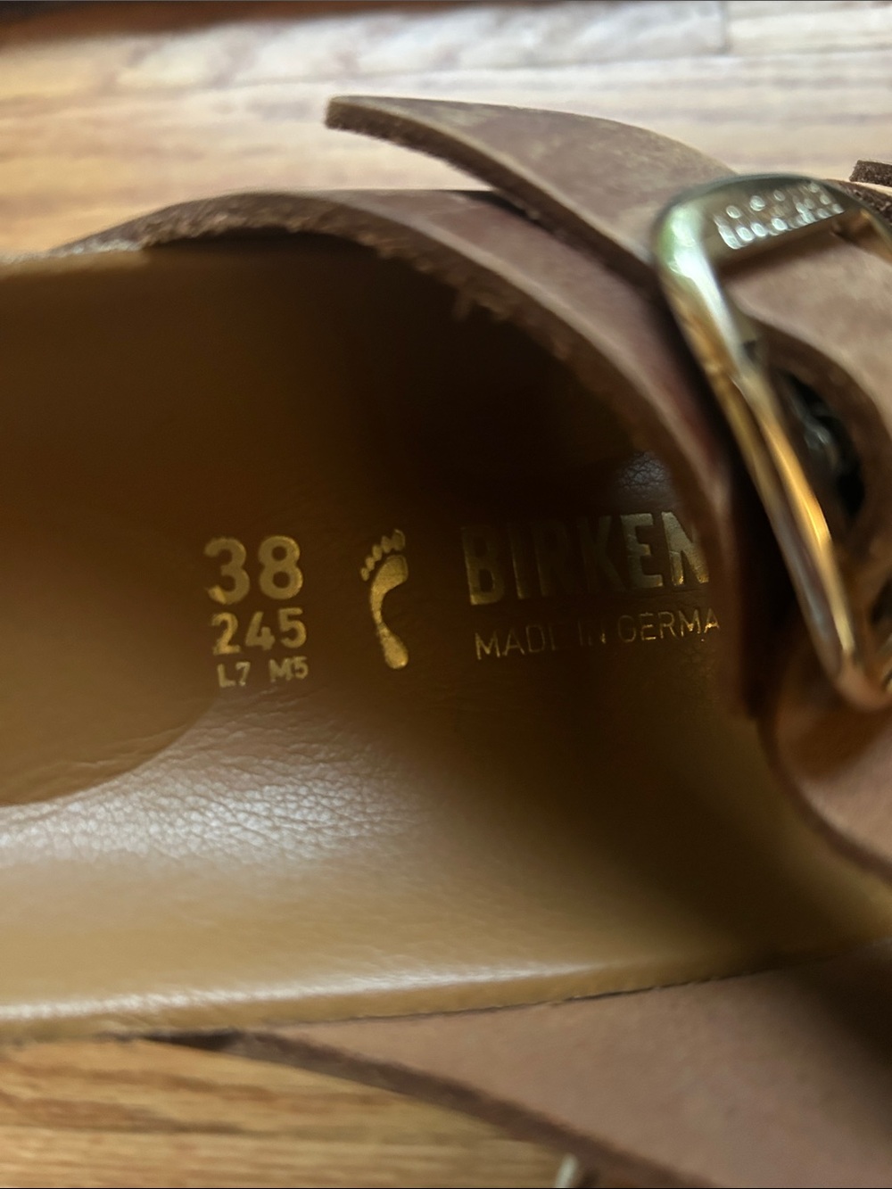 Birkenstock Arizona Big Buckle Cognac Oiled Leather Sandals Size 38 US 7 Narrow - Picture 13 of 13